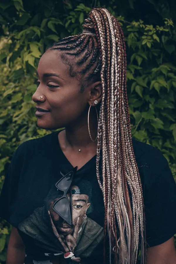 black brown blonde box braids