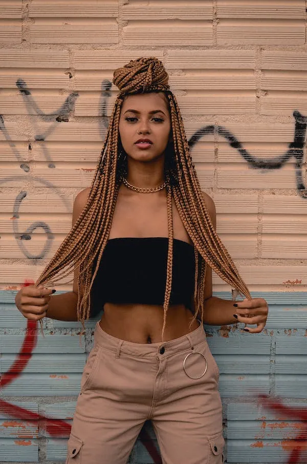 brown blonde box braids