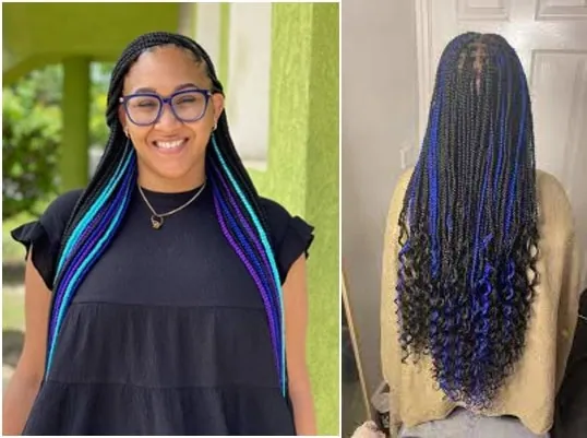 Blue and Black Peekaboo Braids