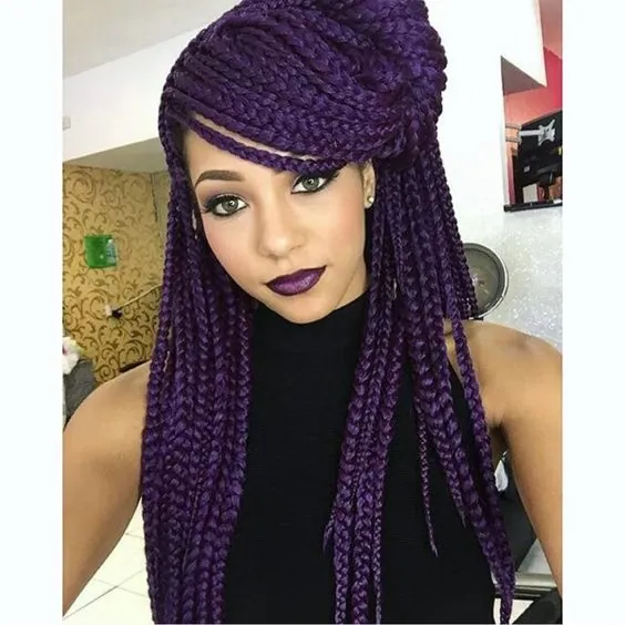 Blue and purple peekaboo braids