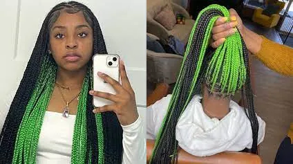 Green Peekaboo Braids