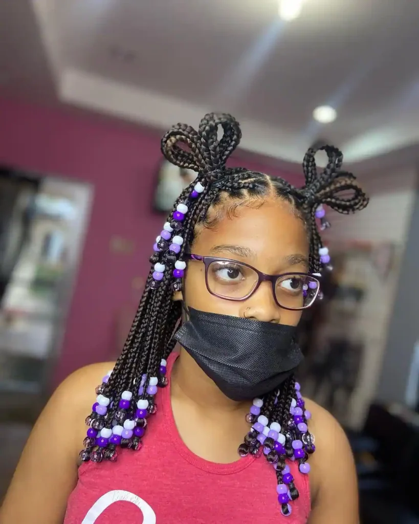 Jumbo Knotless Braids with Beads Little Girls