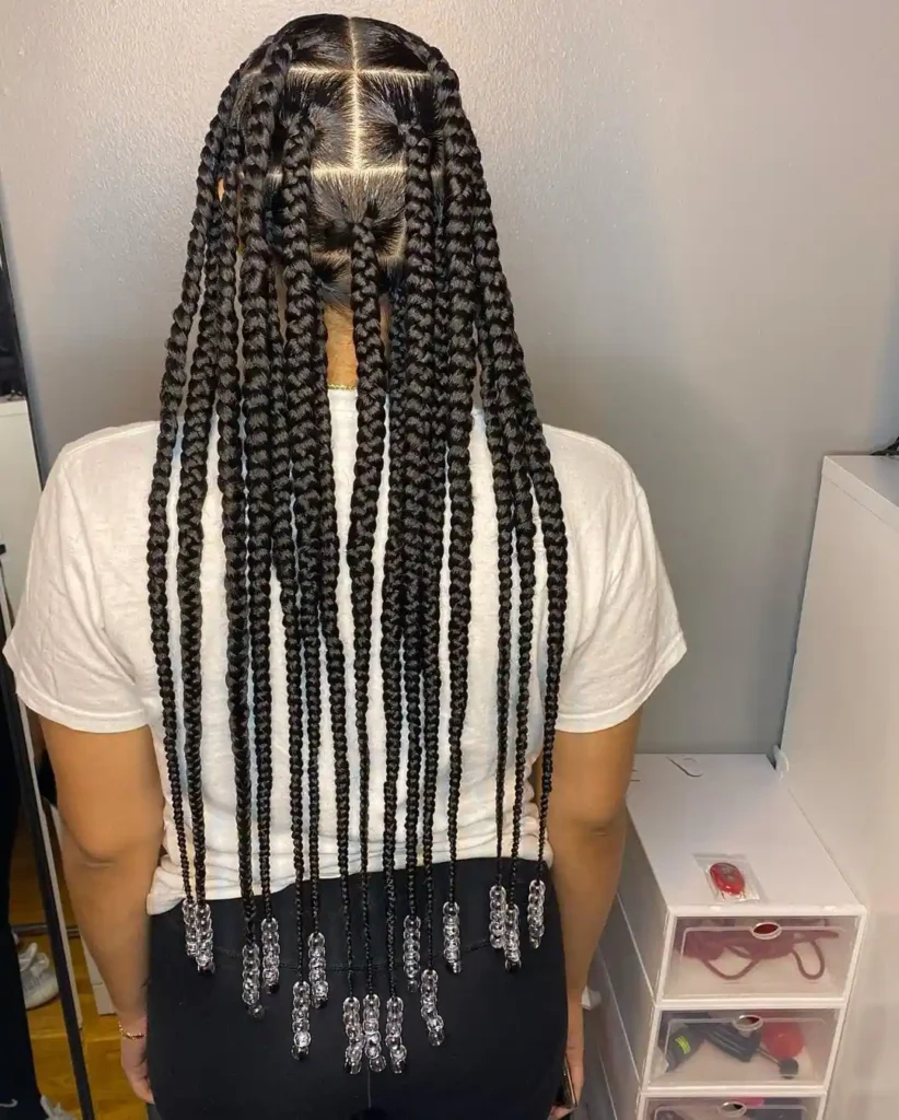 Jumbo Knotless Braids with Beads at the End