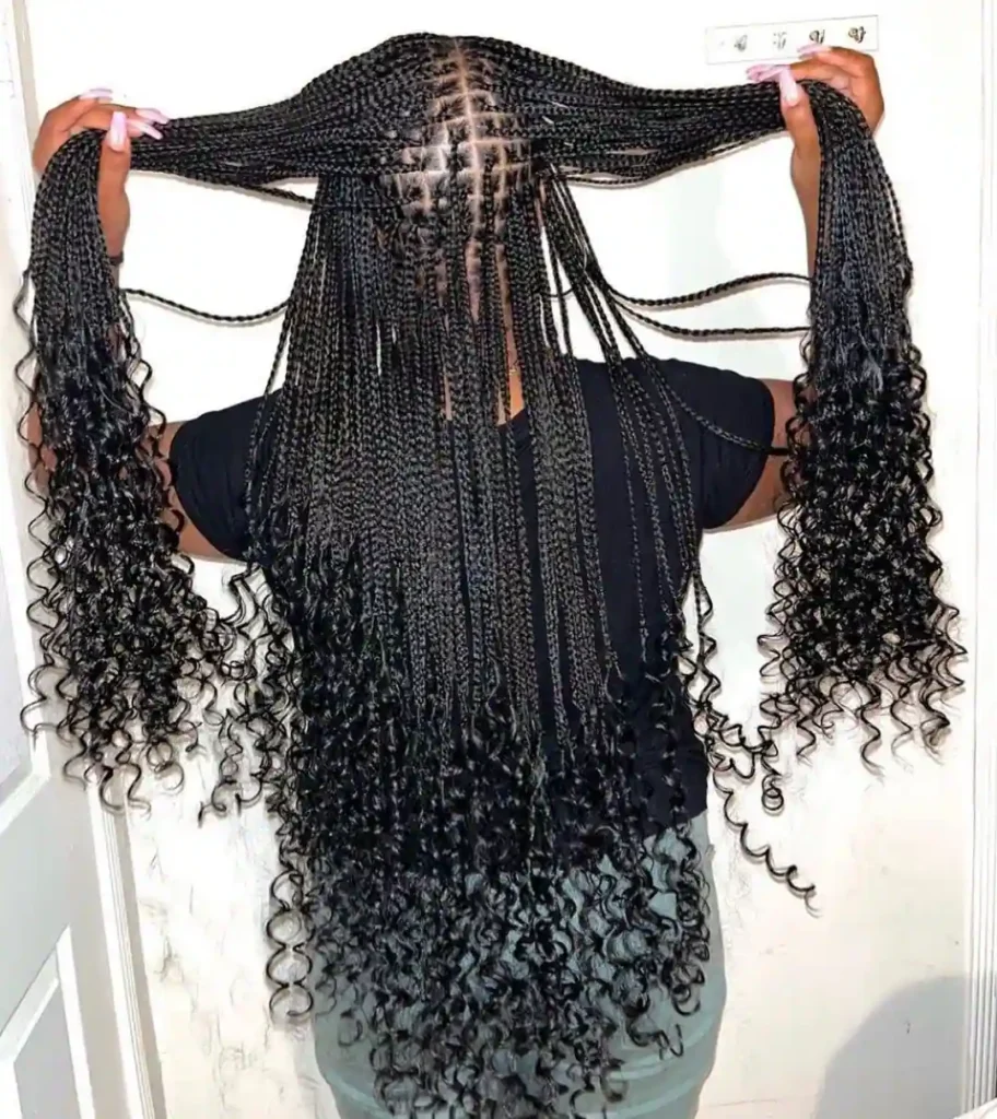 Medium-sized knotless goddess braids