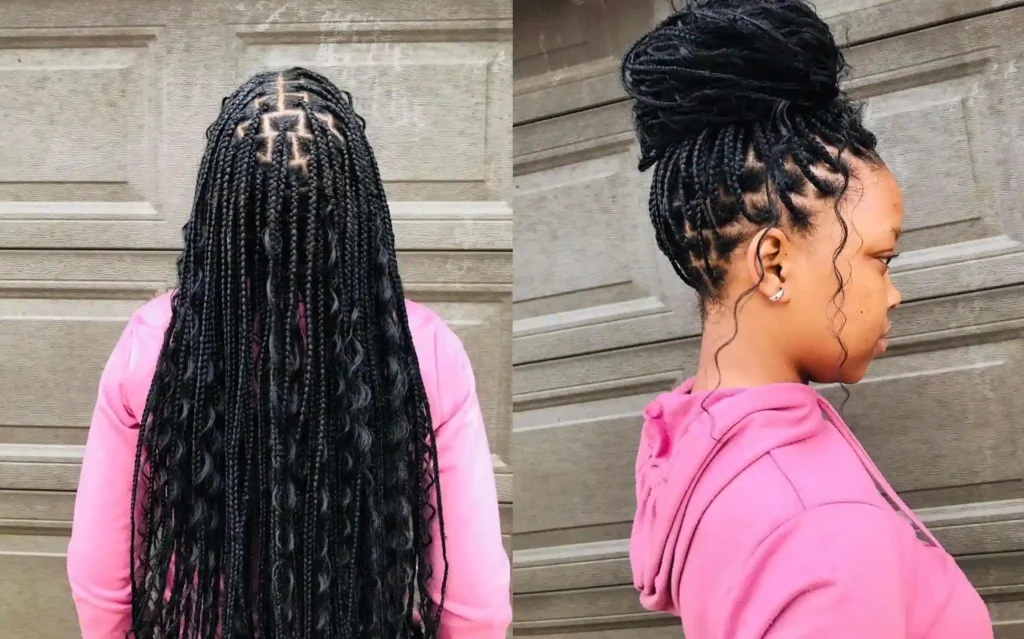 Mixed Large knotless goddess braids