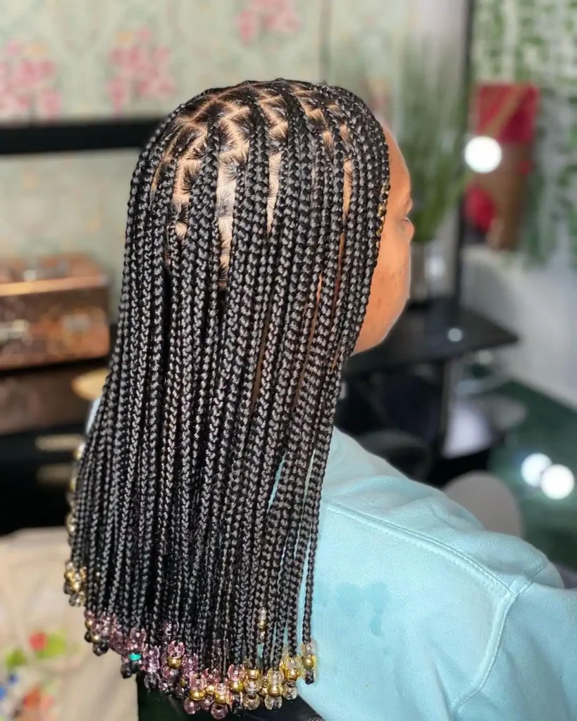 knotless braids with beads at the end