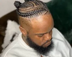 Cornrows with a Man Bun braids style for men