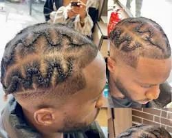 Zigzag with a Fade braids style for men