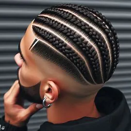 Inverted Cornrows Taper Fade